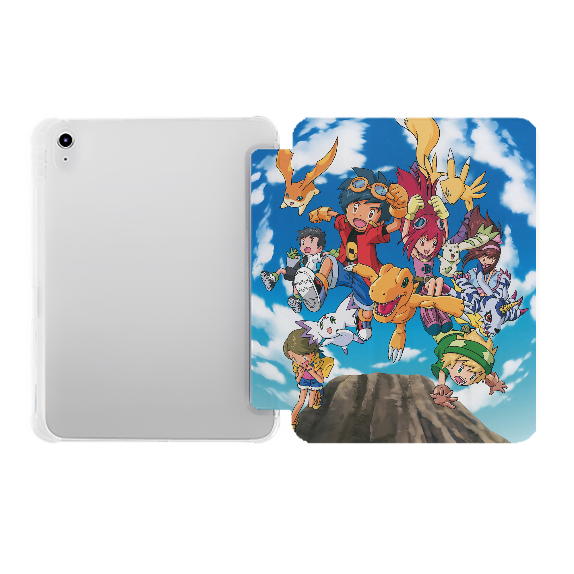 （画像用） Digimon デジタルモンスター/デジモン IPad ケース ペン収納付き 三つ折りスタンド PUレザー×シリコン 対応機種9.5/10.5/10.9インチ
